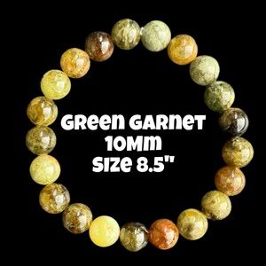 Authentic‎ Green Garnet 10mm Beaded Stretchy Bracelet by Bombshell Beads